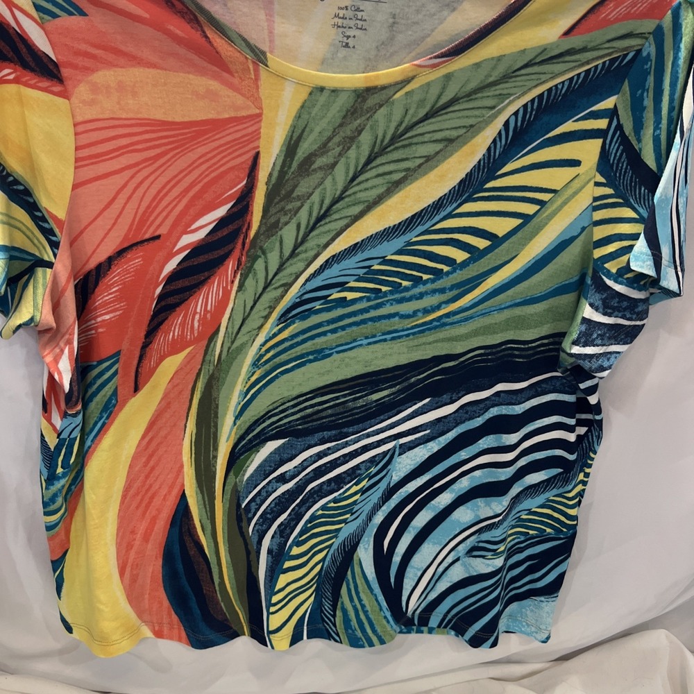 NEW NWT Chicos size 4 MTropical Beach Shirt Top, vacation, cruise unique 41